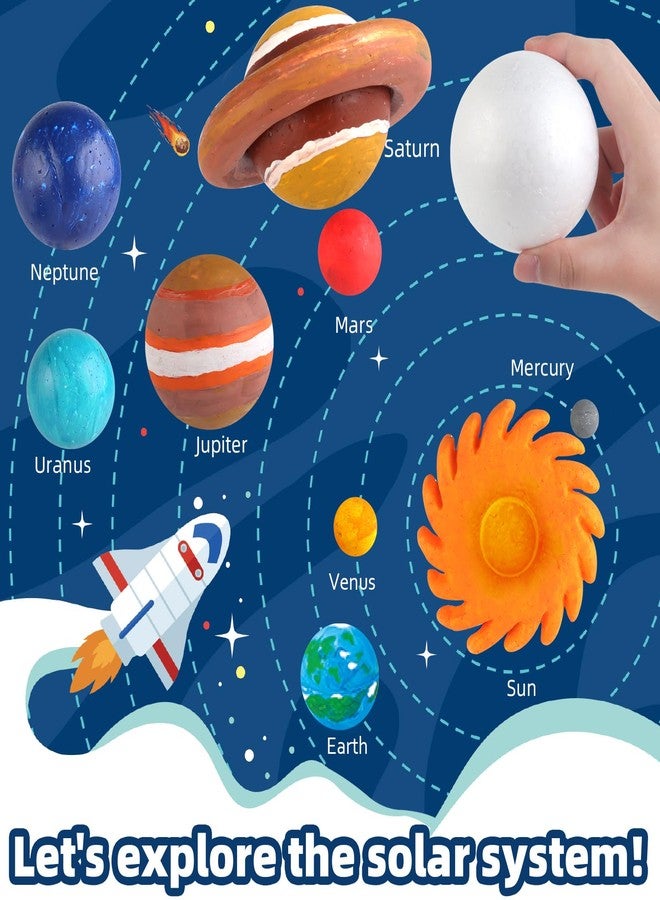 wookidel 64 PCS Solar System Project Kit, Solar System Model Kit with 13 Mix Foam Balls, Solar System Toys for Kids 3-5, Learn Planets Science Kit School Project Supplies of Bamboo Sticks, Flags, Brushes - Image 3